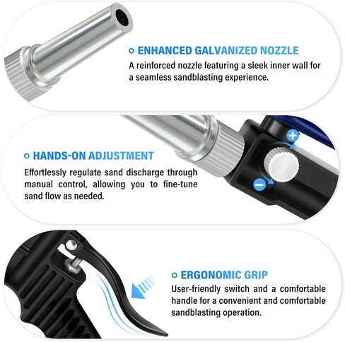 TAILONZ PNEUMATIC Portable Air Sand Blaster Gun Kit for Air Compressor Remove Paint, Rust, Stains, and Grime from Metal and Wood Surfaces in Saudi Arabia