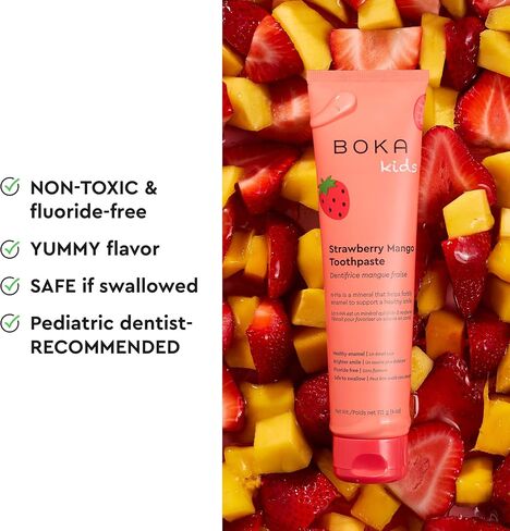 Boka Fluoride Free Toothpaste- Nano Hydroxyapatite, Remineralizing, Sensitive Teeth, Whitening- Dentist Recommended for Adult, Kids Oral Care- Orange Cream Flavor, 4oz 3Pk in Kuwait