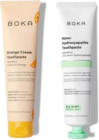 Boka Fluoride Free Toothpaste- Nano Hydroxyapatite, Remineralizing, Sensitive Teeth, Whitening- Dentist Recommended for Adult, Kids Oral Care- Orange Cream Flavor, 4oz 3Pk in Kuwait
