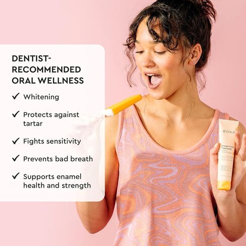 Boka Fluoride Free Toothpaste- Nano Hydroxyapatite, Remineralizing, Sensitive Teeth, Whitening- Dentist Recommended for Adult, Kids Oral Care- Orange Cream Flavor, 4oz 3Pk in Kuwait