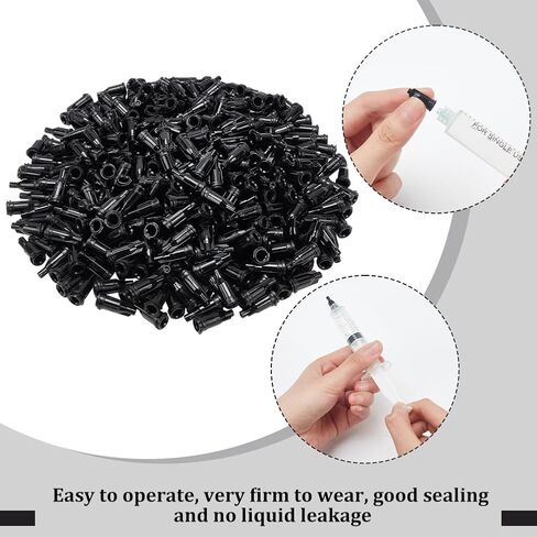 BENECREAT 500 Pcs Syringe Tip Caps 0.67 Inch Syringe Caps, Dispensing Needle Tip Cap with Luer Lock for Storing Fluids Glue and Adhesives, Black in Saudi Arabia