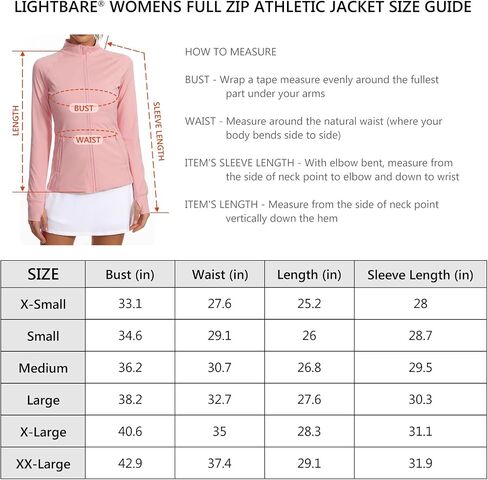 Lightbare Women’s Zip Up Athletic Jackets Lightweight Slim Fit with Pockets Thumb Holes for Workout Gym Running Yoga in Saudi Arabia