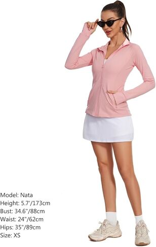 Lightbare Women’s Zip Up Athletic Jackets Lightweight Slim Fit with Pockets Thumb Holes for Workout Gym Running Yoga in Saudi Arabia
