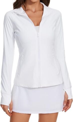 Lightbare Women’s Zip Up Athletic Jackets Lightweight Slim Fit with Pockets Thumb Holes for Workout Gym Running Yoga in Saudi Arabia