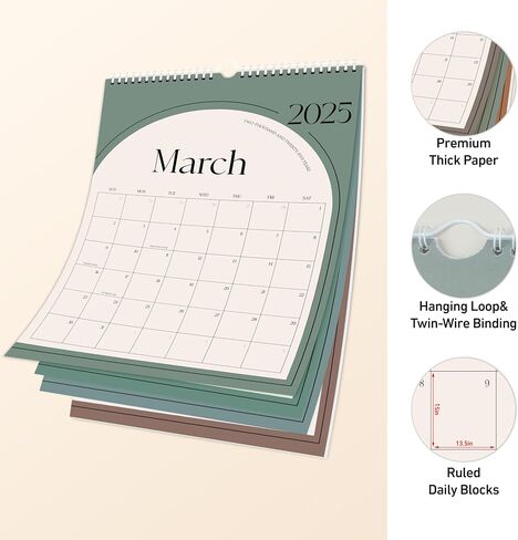 Aesthetic Monthly Wall Calendar 2024-2025 - Runs from July 2024 Until June 2025 – 8.5"x11" Vertical, Small Wall Hanging Calendar Planner for Office or Home Easy Organizing in Saudi Arabia