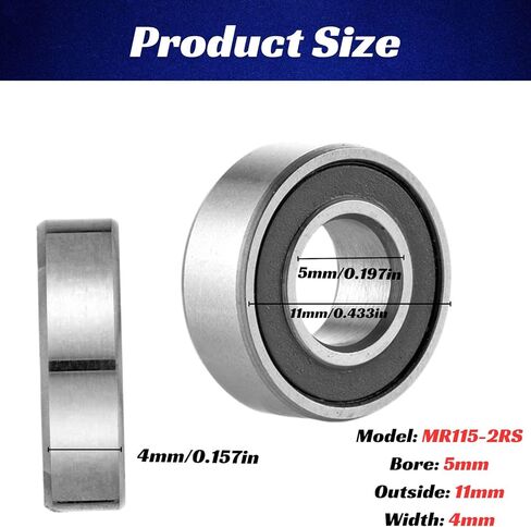 محامل MR115-2RS 5x11x4 مم محامل صغيرة مشحمة مسبقًا ومزدوجة المطاط مختومة MR115 2RS محمل كروي صغير (30 قطعة) in Kuwait