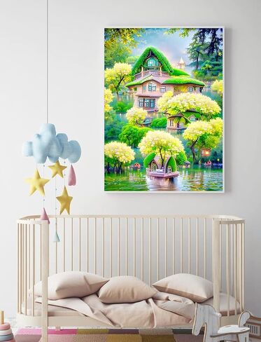 مجموعة طلاء ألماس DIY للبالغين، مجموعات طلاء ألماس 5D، لوحة فنية ماسية كاملة الحفر لتزيين جدران المنزل مقاس 12 × 16 بوصة زهور شفافة أرجوانية in Saudi Arabia