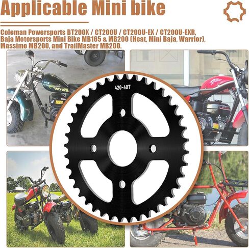 Mini Bike Sprocket 420 Chain 50T Go Kart Rear Sprocket 40mm Bore Replacement for Coleman Bt200x Ct200u Trail 200 Ct200u-Ex Baja Warrior Heat Massimo Mb165 Mb200 196cc 5.5 6.5hp in Kuwait