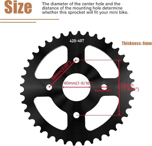 Mini Bike Sprocket 420 Chain 50T Go Kart Rear Sprocket 40mm Bore Replacement for Coleman Bt200x Ct200u Trail 200 Ct200u-Ex Baja Warrior Heat Massimo Mb165 Mb200 196cc 5.5 6.5hp in Kuwait