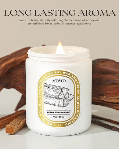 AOOVOO Scented Candles for Home Scented, Wood Wicked Candles Christmas Birthday Gifts for Women Mom Men, Natural Soy Candle | Vanilla Bean Candle, White Jar - 9oz in Saudi Arabia