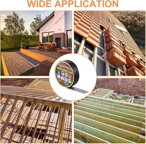 شريط uxcell Deck Joist مقاس 1-5/8 بوصة × 49 بوصة، 10 لفات شريط بوتيل للتزيين، شريط وامض مقاوم للماء لروافد الخشب والعوارض باللون الأسود in Saudi Arabia