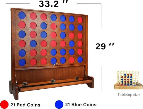 SPORT BEATS Giant Wooden Portable 4 in a Row with Folding Tray to Catch Coins - Set up on The Ground or Hang on The Wall Connect Game in Saudi Arabia