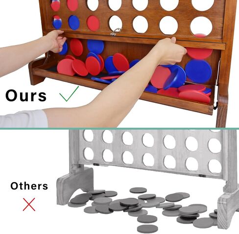 SPORT BEATS Giant Wooden Portable 4 in a Row with Folding Tray to Catch Coins - Set up on The Ground or Hang on The Wall Connect Game in Saudi Arabia