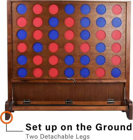 SPORT BEATS Giant Wooden Portable 4 in a Row with Folding Tray to Catch Coins - Set up on The Ground or Hang on The Wall Connect Game in Saudi Arabia