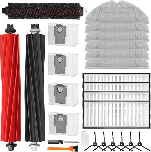 26Pack S8 Accessories Kit Replacement Part Compatible with Roborock S8 Pro Ultra Robot Vacuum Cleaner with 2 Roller Brushes,4 Filter,6 Mop Pad,6 Side Brushes,1 Clean Brush,4 Dust Bag,3 Maintenance Kit in Saudi Arabia
