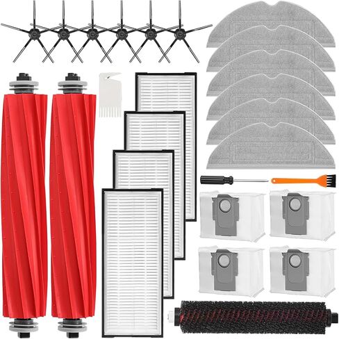 26Pack S8 Accessories Kit Replacement Part Compatible with Roborock S8 Pro Ultra Robot Vacuum Cleaner with 2 Roller Brushes,4 Filter,6 Mop Pad,6 Side Brushes,1 Clean Brush,4 Dust Bag,3 Maintenance Kit in Saudi Arabia