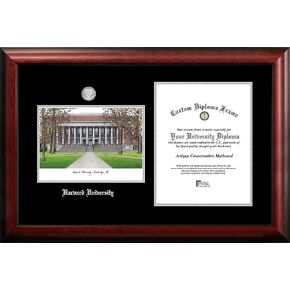 Campus Images NCAA Harvard Crimson Unisex Silver Medallion Frame Harvard University 11w x 14h Silver Embossed Diploma Frame Lithograph, Brown, One Size