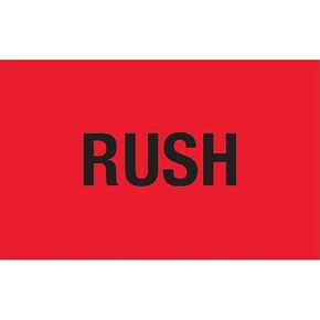 Tape Logic 1 1/4" x 2", Rush" Fluorescent Red Warning Sticker, for Shipping, Handling, and Packing (1 Roll of 500 Labels)