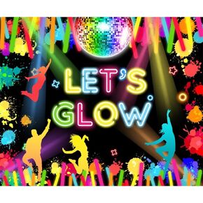 نيون توهج خلفية الحفلة دعونا نتوهج في الظلام خلفية التصوير الفوتوغرافي الملونة الكتابة على الجدران رش الطلاء الرقص تحت عنوان الديكور راية صور كشك الإمدادات 10x8ft in Kuwait