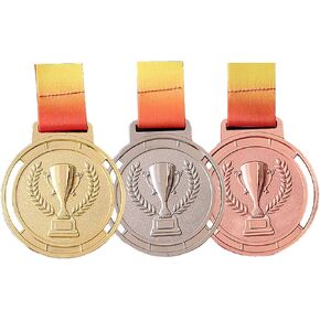 Metal Award Medals,2.6 Inches Gold Silver Bronze Award Medals,3 Pcs Winner Medals for School Competitions,Party,Olympic Style