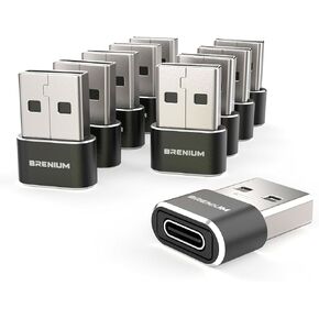 USB-C to USB-A Male Adapter 10-Pack - Charging and Data Converter Type C Female to Type A Male, Compatible with iPhone 15, Samsung Galaxy, iPad, Apple Watch - Black