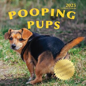 Pooping Pups 2025 Hangable Wall Calendar Fun Funny Dog Photo Joke Gift Poop Puppy Dogs Photography Large Full Page 16 Monthly Birthday Gift (2025 Pooping Pups)