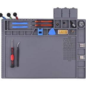 Premium Heat Resistant 932°F Blue Magnetic Repair Work Mat Large Silicone Soldering Mat for Soldering, Electronics, Computer Cellphone Repair, BGA Soldering Gun Iron Workbench Protection