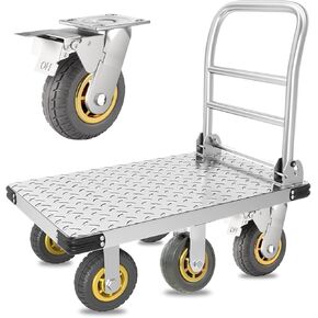 Foldable Platform Truck Push Dolly Heavy Duty 2000 lb. Weight Capacity with Brake and 6" 360 Degree Swivel Wheels