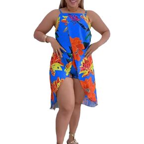 Womens 2 Piece Summer Fashion Print Off shoulder Shorts Sets with Belt