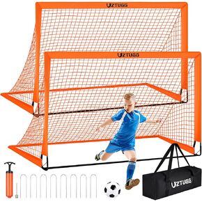 Soccer Goals for Backyard, Soccer Goals Set with Soccer Ball and Ball Pump, 2 Pack 6' x 4' Soccer Goal Training Equipment, Portable Folding Youth Soccer Nets for Youth Toddler