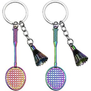 Badminton Keychain Sports Keychains for Men Women Badminton Key Chain Sports Keychain Party Favors Badminton Gifts for Women Men Badminton Lover Player Coach Battledore Badminton Keychain 2Pcs