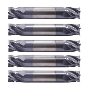 BestParts High Performance 5pcs Solid Carbide End Mills - Double End - AlTiN Coated, 4 Flute, 35 Degree Helix, 1/2" Cutting Diameter, 1/2" Shank Diameter, 5/8" Length of Cut, 3" Overall Length