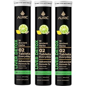 Auric Herbal Liver Support Supplement | Milk Thistle (Silymarin), Turmeric, Garlic, Ginger for Liver Health | Advanced Detox & Cleansing Formula for active Liver | 60 Tablets | Plant Based Gluten-Free