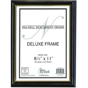 NuDell 17081 Deluxe Wood Document Frame, Plastic Face, 8-1/2 x 11, Black