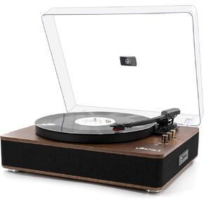LP&No.1 Vinyl Record Player, 3-Speed Belt-Drive Turntable with Stereo Speakers, USB Playback & Recording, Wireless Input & Output, Auto-Stop | Pitch Control | RCA | AUX-in | Headphone Jack | Red