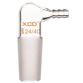 Glass Adapter, Borosilicate Glass Vacuum/Gas Adapter 90 Degree Bent Inlet Adapter with 24/40 Inner Joint and Hose for Laboratory Use