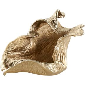 Deco 79 Aluminum Metal Abstract Decorative Decorative Bowl Textured Folded Leaf Decorative Container, Decorative Keepsake Box 14" x 9" x 7", Gold