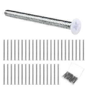 40pcs Extra Long Outlet Screws White Long Electrical Outlet Screws Device Mounting Screws Stainless Machine Screws for Fix Wonky and Sunken Outlets (6-32 x 2 Inch)