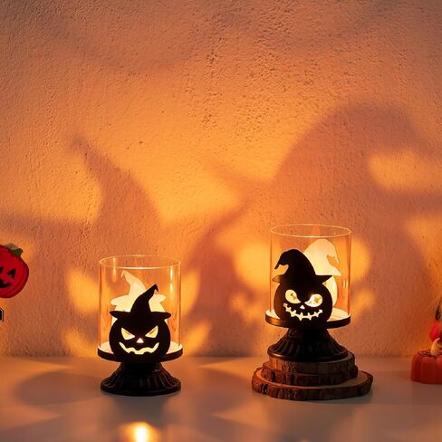 Sziqiqi Halloween Pumpkin Candle Holder: Tea Lights Candle Holder Pumpkin Decorations for Table Centerpieces Halloween Decorations Indoor for Party Fireplace Mantel in Saudi Arabia