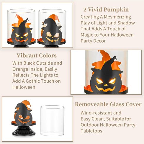 Sziqiqi Halloween Pumpkin Candle Holder: Tea Lights Candle Holder Pumpkin Decorations for Table Centerpieces Halloween Decorations Indoor for Party Fireplace Mantel in Saudi Arabia