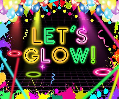 Neon Glow Party Backdrop Let's Glow in The Dark Photography Background Colorful Graffiti Splatter Paint Dancing Party Themed Decoration Banner Photo Booth Supplies 10x8ft in Saudi Arabia