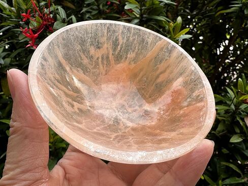 وعاء سيلينيت برتقالي من GAF TREASURES، وعاء طبق سيلينيت برتقالي مقاس 4 بوصات، كريستال تنظيف وشفاء للشحن، وعاء سيلينيت الخوخ in Kuwait