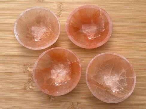 وعاء سيلينيت برتقالي من GAF TREASURES، وعاء طبق سيلينيت برتقالي مقاس 4 بوصات، كريستال تنظيف وشفاء للشحن، وعاء سيلينيت الخوخ in Kuwait