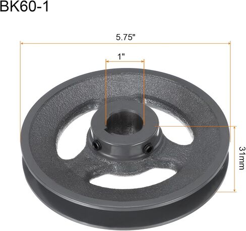 Uxcell BK60-1 حزام على شكل حرف V مقاس 1 بوصة، تجويف 5.75 بوصة، حزام ويب ذو أخدود واحد OD، حزام بالملل حسب الحجم، حديد الزهر، قسم الحزام لحزام 3L أو B in Saudi Arabia