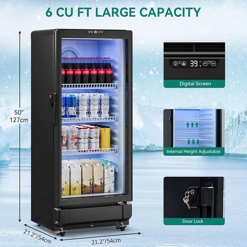 YITAHOME 6 CU.FT. Commercial Beverage Display Refrigerator with Single One Glass Door, Drink Beer Fridge Cooler for Office Garage Bar Gym with Customize Lightbox & Locking in Saudi Arabia