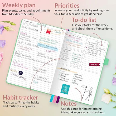 GoGirl Planner and Organizer for Women – Compact Size Weekly Planner, Goals Journal & Agenda to Improve Time Management, Productivity & Live Happier. Undated – Start Anytime, Lasts 1 Year – Rose Gold in Saudi Arabia