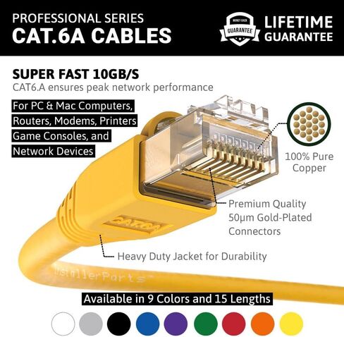 InstallerParts Ethernet Cable CAT6A Cable UTP Booted 3 FT - Red - Professional Series - 10Gigabit/Sec Network/High Speed Internet Cable, 550MHZ in Saudi Arabia