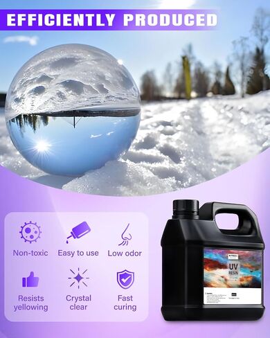 UV Resin 1000g UV Epoxy Resin Crystal Clear Ultraviolet Curing Epoxy Resin Kit for DIY Jewelry Making, Craft Decoration - Hard UV Glue Solar Cure Sunlight Activated Resin for Beginner in Saudi Arabia
