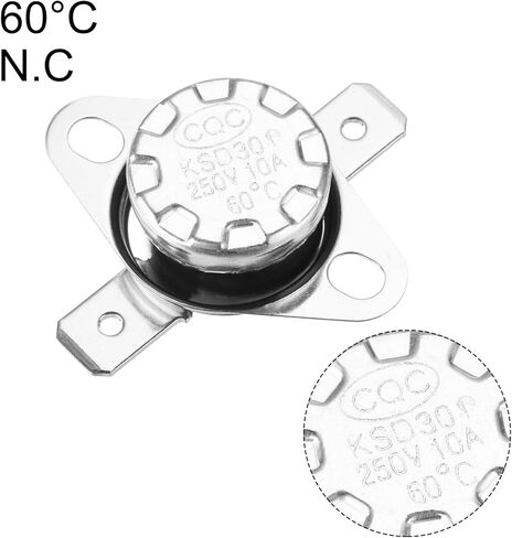 Uxcell KSD301 ترموستات 55 درجة مئوية/131 درجة فهرنهايت 10A مغلق عادة N.C ضبط مفتاح درجة حرارة القرص المفاجئ 5 قطعة in Kuwait