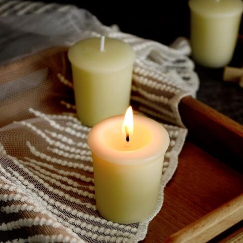 شموع نذرية من شمع العسل النقي - مجموعة من 6 شموع طبيعية في كوب زجاجي لديكور غرفة المنزل وهدية سبا وحفلات الزفاف in Kuwait